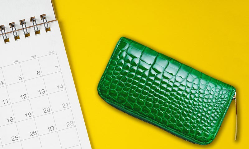 一粒万倍日におすすめの開運財布は、池田工芸のクロコダイル ミリオンウォレット ブライトグリーン
