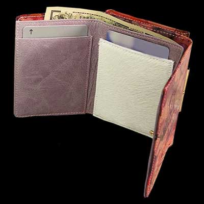 紙幣もカードも収納できる小銭入れ付こ三つ折り財布は、フルッティ ディ ボスコのヴィローラ アリス