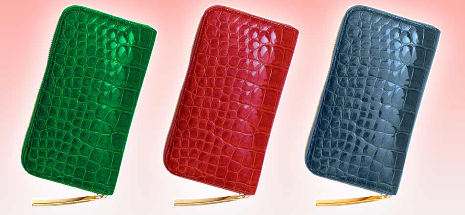 つやのある財布は金運アップ！池田工芸クロコダイルカラーロングウォレット